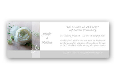 Hochzeitskarte, weiß mit Ranunkeln, 10er-Set, inkl. Umschläge