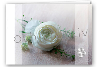 Hochzeitskarte, weiß mit Ranunkeln, 10er-Set, inkl. Umschläge